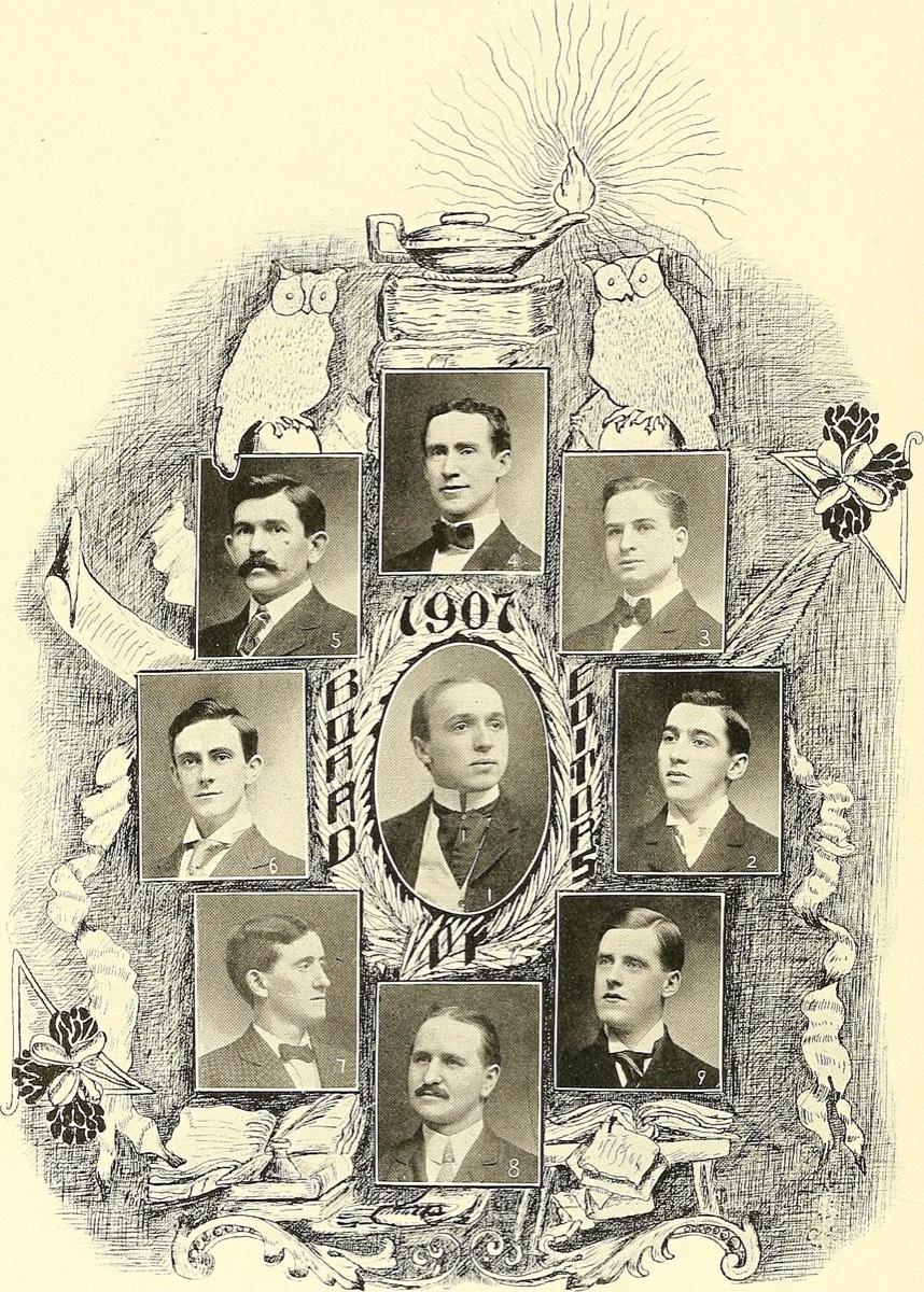 Consejo editorial del anuario de 1907 del Baltimore College of Dental Surgery